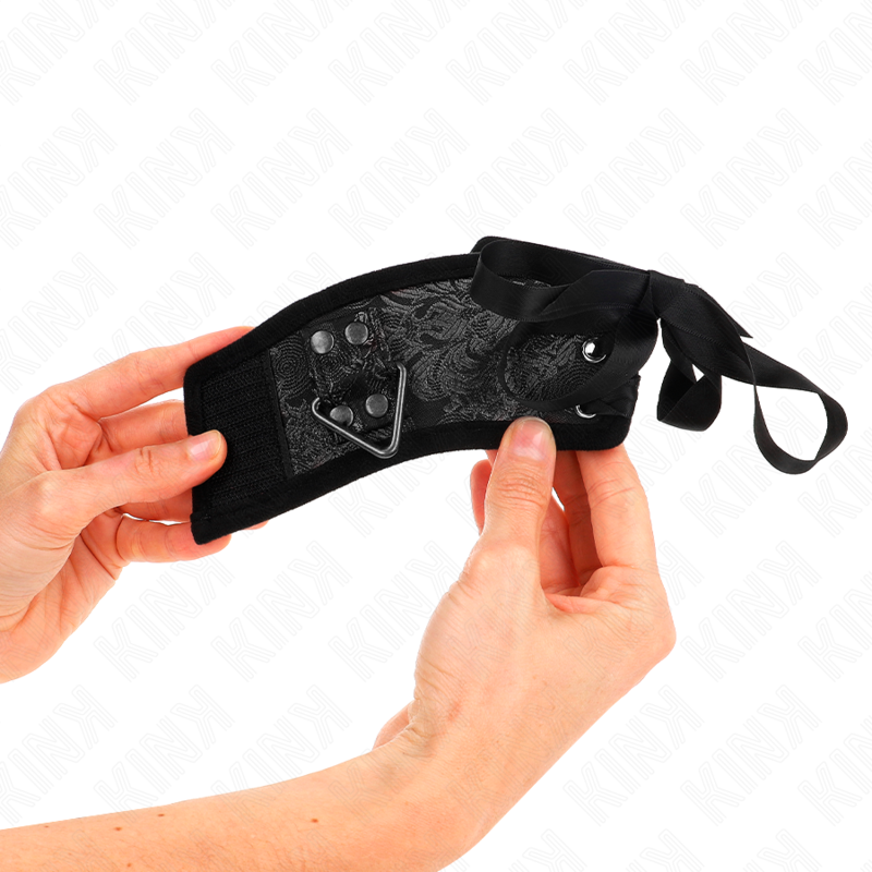 KINK - Scandal Design Black Wrist Cuffs with Bow Detail 24.5 cm x 6.5 cm