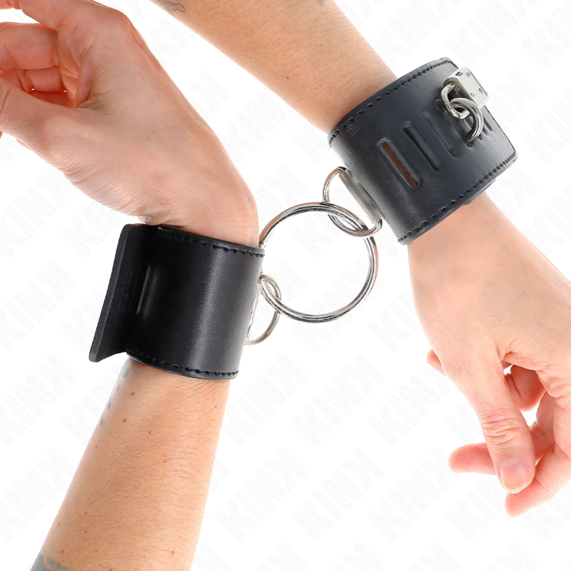 KINK - Fixed Wristbands with Ring and Adjustable Black Padlock Closure 16-23 cm x 5.5 cm