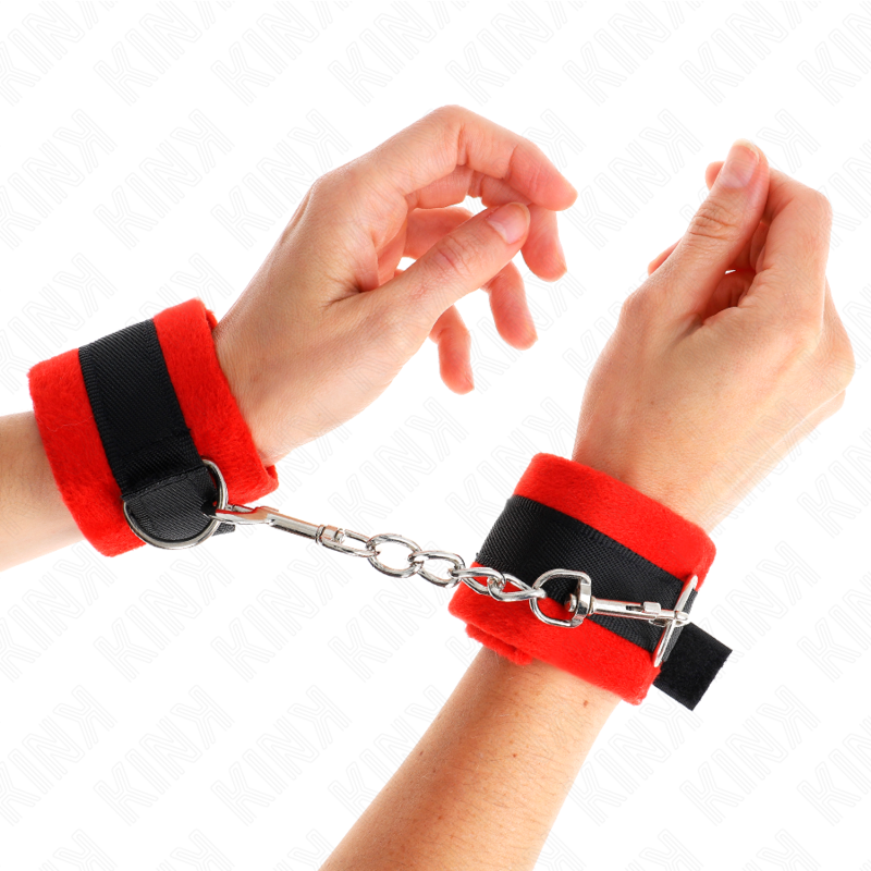 KINK - WRISTBANDS FOR BEGINNERS BLACK-RED 30 X 7 CM