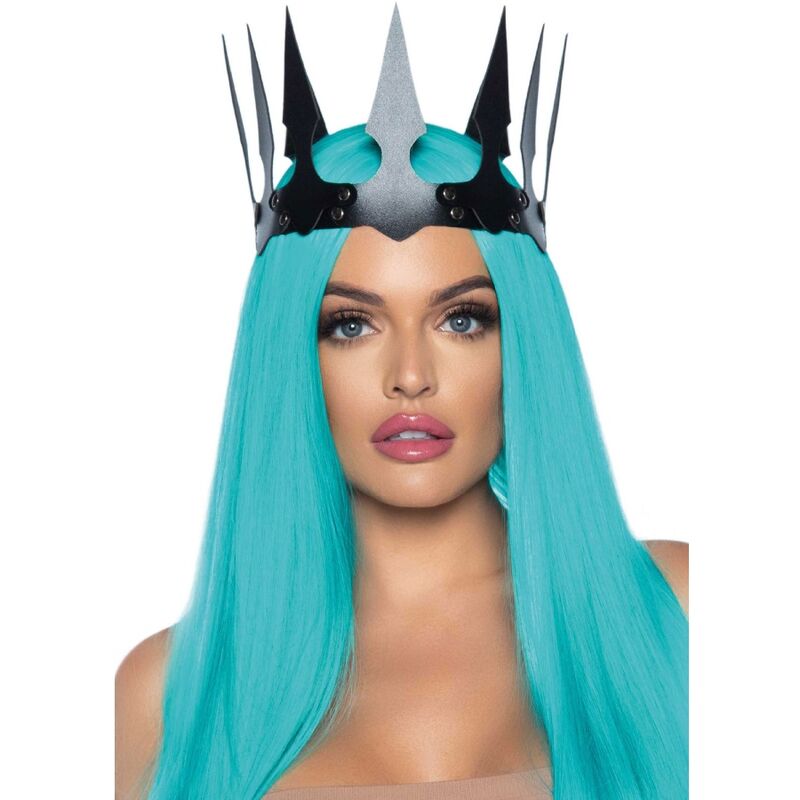 LEG AVENUE - BLACK FAUX LEATHER MALEFICENT SPIKED CROWN