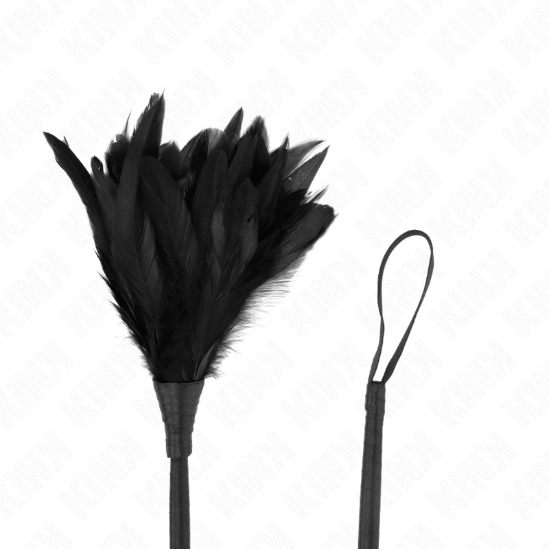 KINK - CHICKEN FEATHERS FOR TICKLING IN THE SHAPE OF A BLACK MAID'S HORN 36 CM