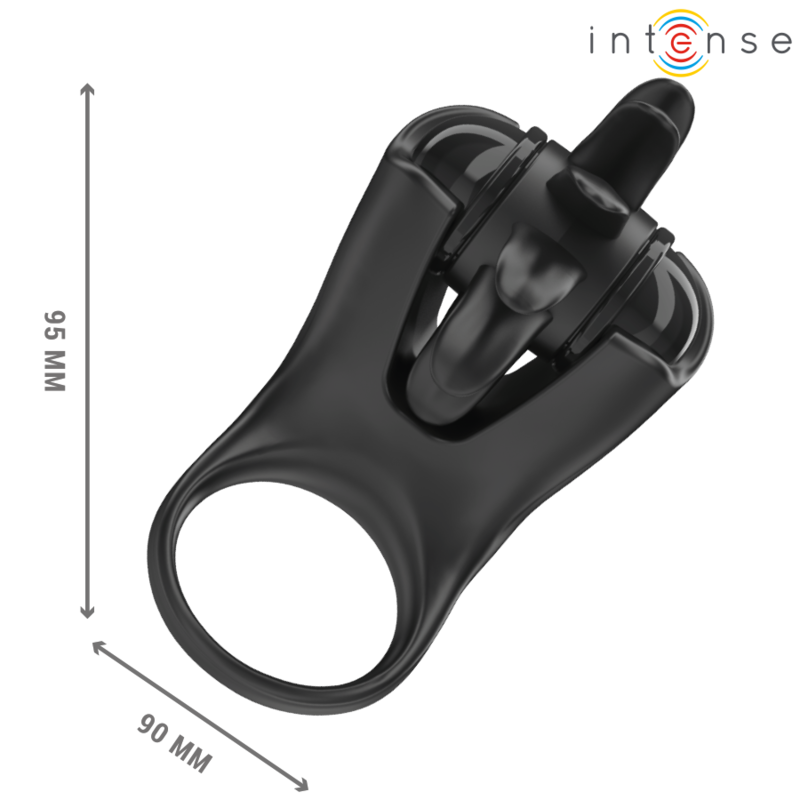 Intens: anell vibrador Mabel 10 Vibracions amb estimulador de clitoris negre