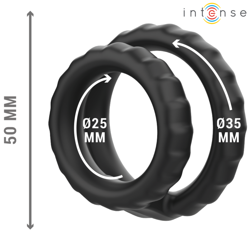 Intense - Anell doble de Dewey per al penis de silicona negra Model 2