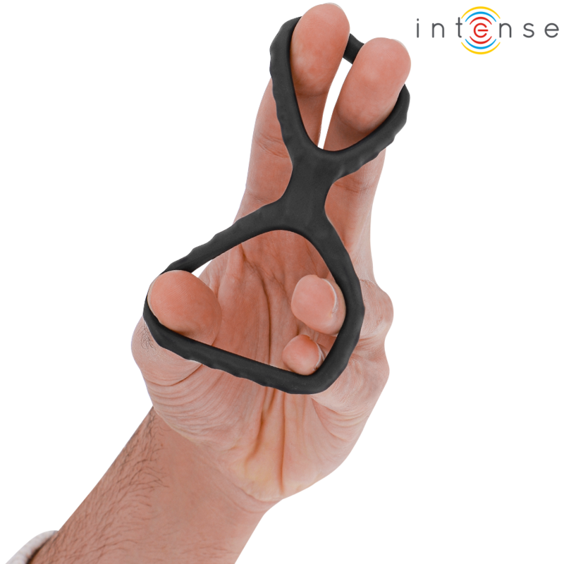Intense - Anell doble de Dewey per al penis de silicona negra Model 2