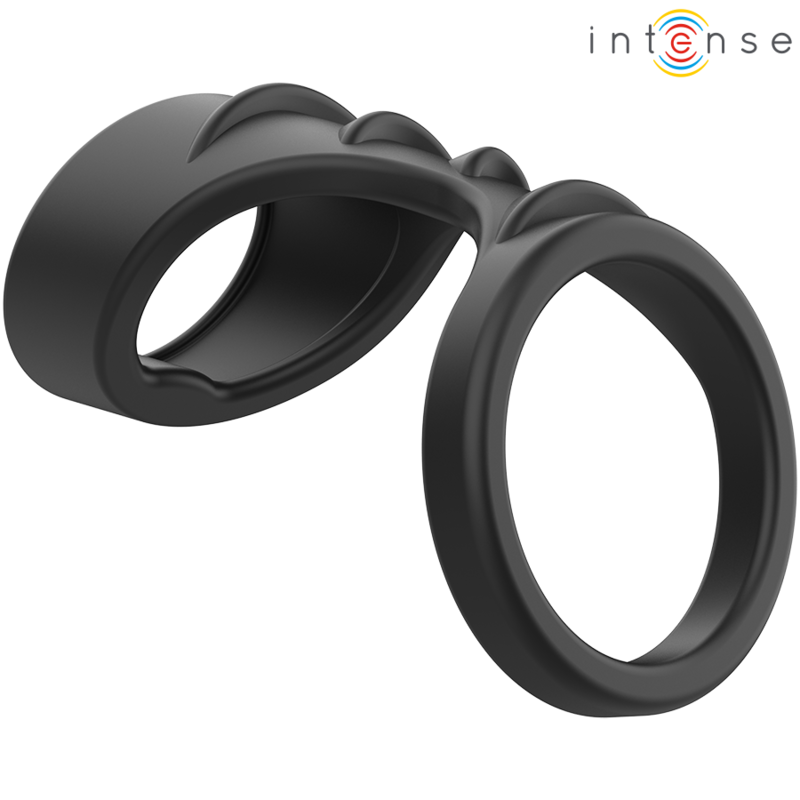 Intens: Theo Double Ring per al Penis de Silicona Negra Model 3