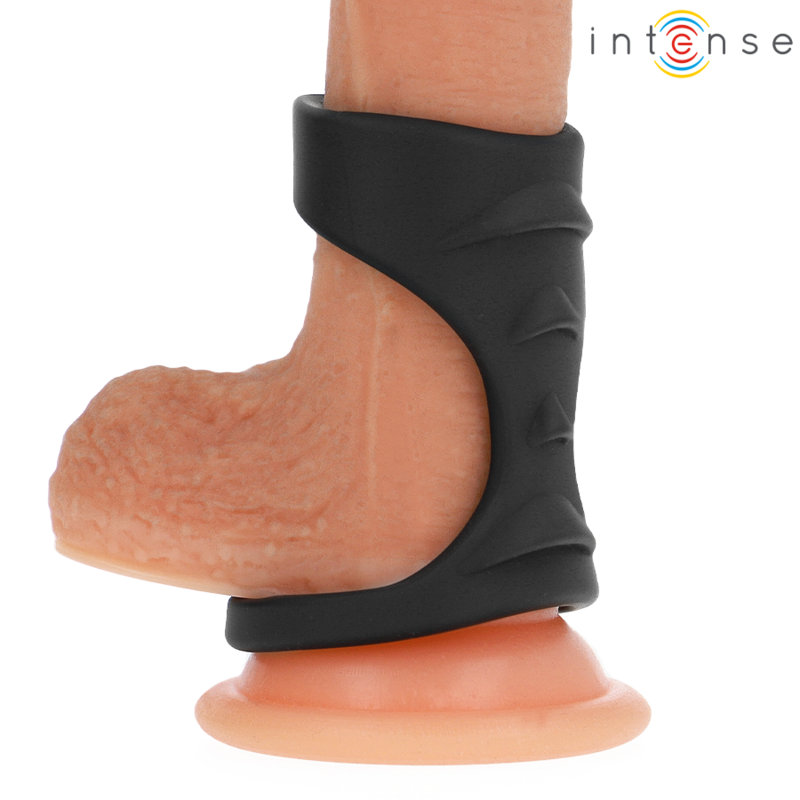Intens: Theo Double Ring per al Penis de Silicona Negra Model 3