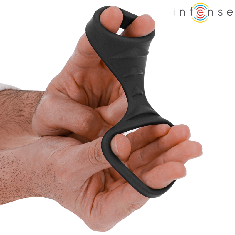 Intens: Theo Double Ring per al Penis de Silicona Negra Model 3