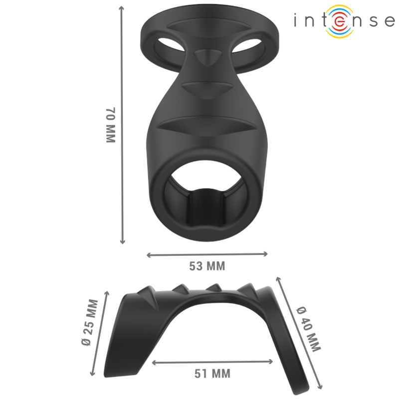 Intens: Theo Double Ring per al Penis de Silicona Negra Model 3