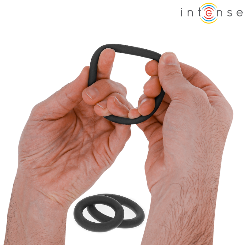Intense - Hugh 3 Anells bàsics per al penis de silicona negra