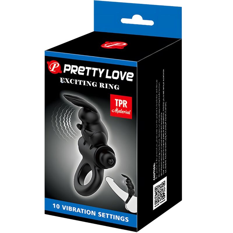 PRETTY LOVE - EXCITING RING RABBIT VIBRATING RING 10 VIBRATIONS BLACK