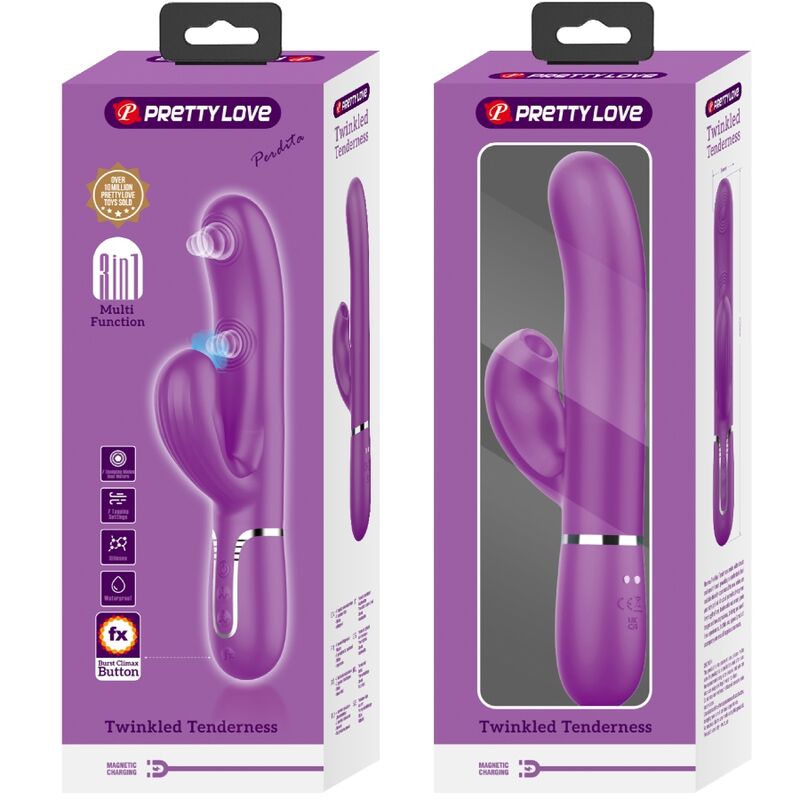 PRETTY LOVE - PERLITA 3-IN-1 MULTIFUNCTION RABBIT VIBRATOR PURPLE