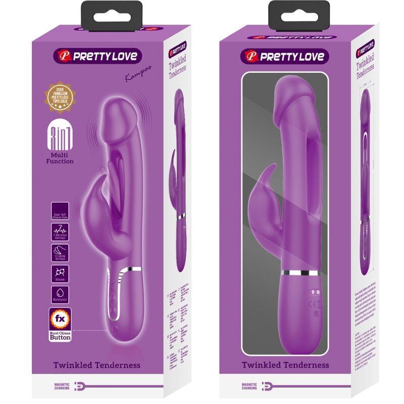 PRETTY LOVE - KAMPAS 3-IN-1 MULTIFUNCTION RABBIT VIBRATOR PURPLE