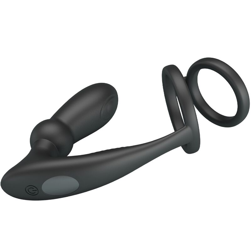 Pretty Love - Emoni Penis Ring + Plug Anal 12 Vibracions Negre