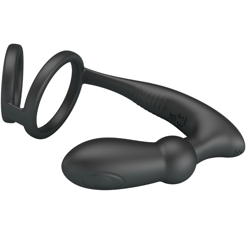 Pretty Love - Emoni Penis Ring + Plug Anal 12 Vibracions Negre