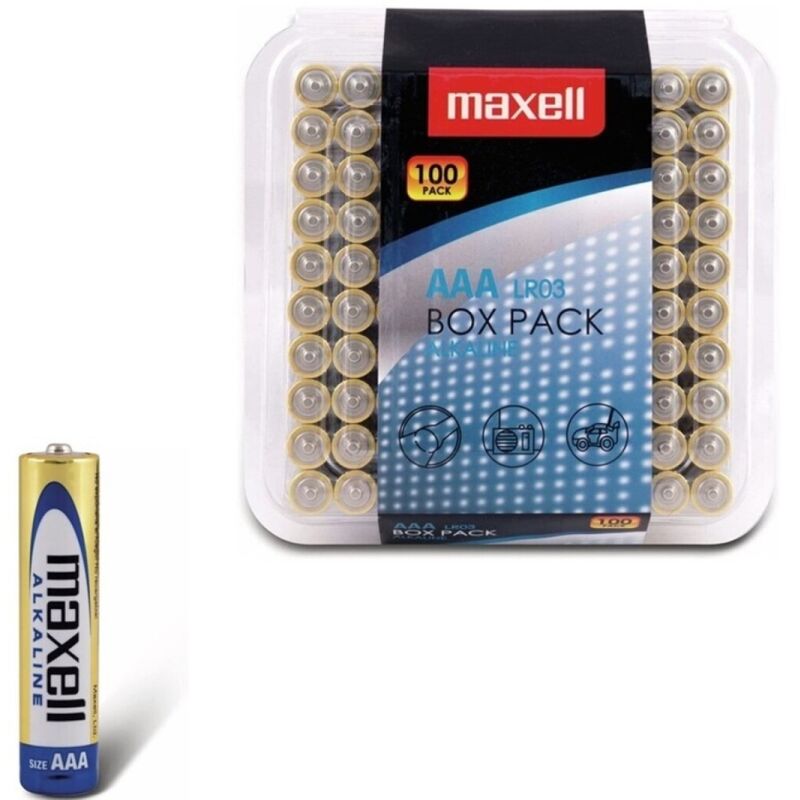 MAXELL - ALKALINE AAA LR03 BATTERY PACK OF 100 BATTERIES