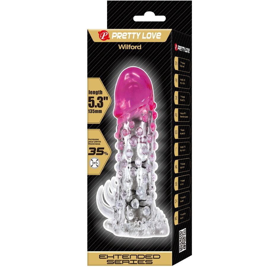 PRETTY LOVE - WILFORD REALISTIC ENLARGEMENT SHEATH WITH EMBOSSED PINK PENIS