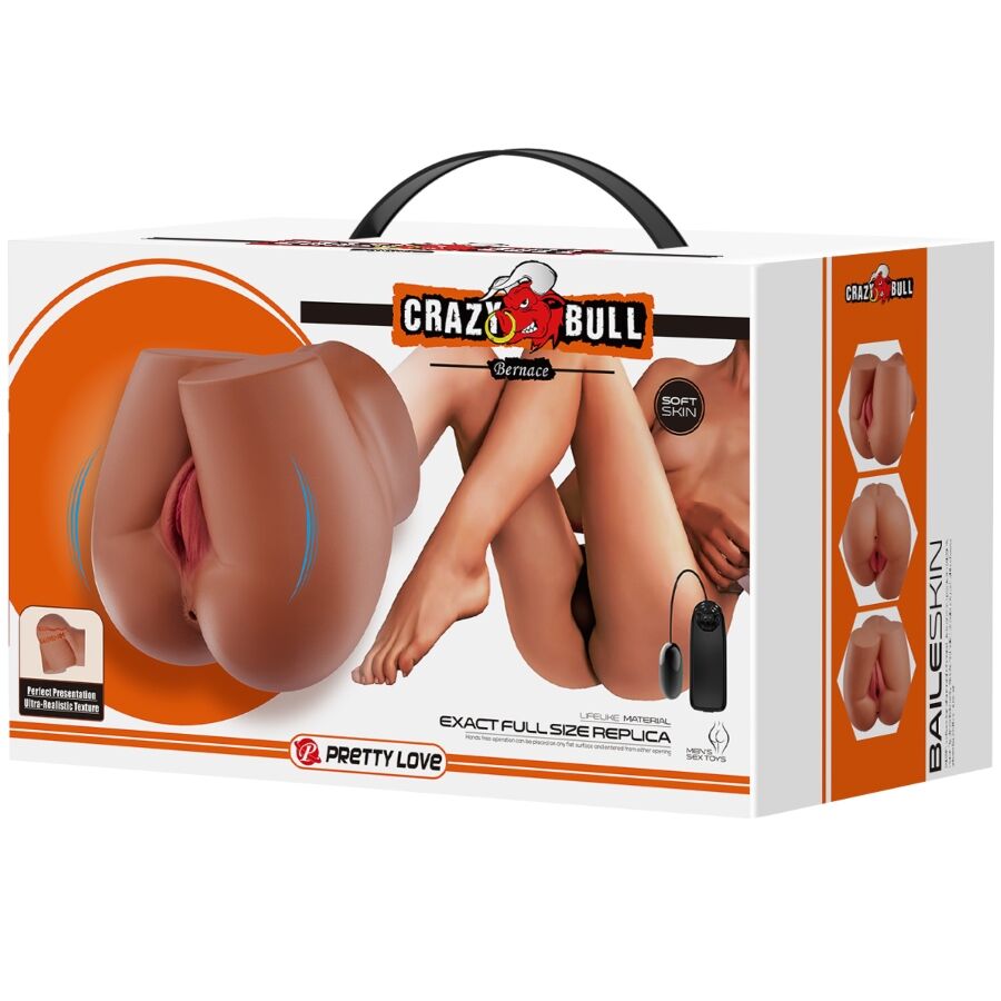 CRAZY BULL - BERNACE VIBRADOR TRASEIRO COM VAGINA E ÂNUS REALISTAS NATURAIS CONTROLO REMOTO