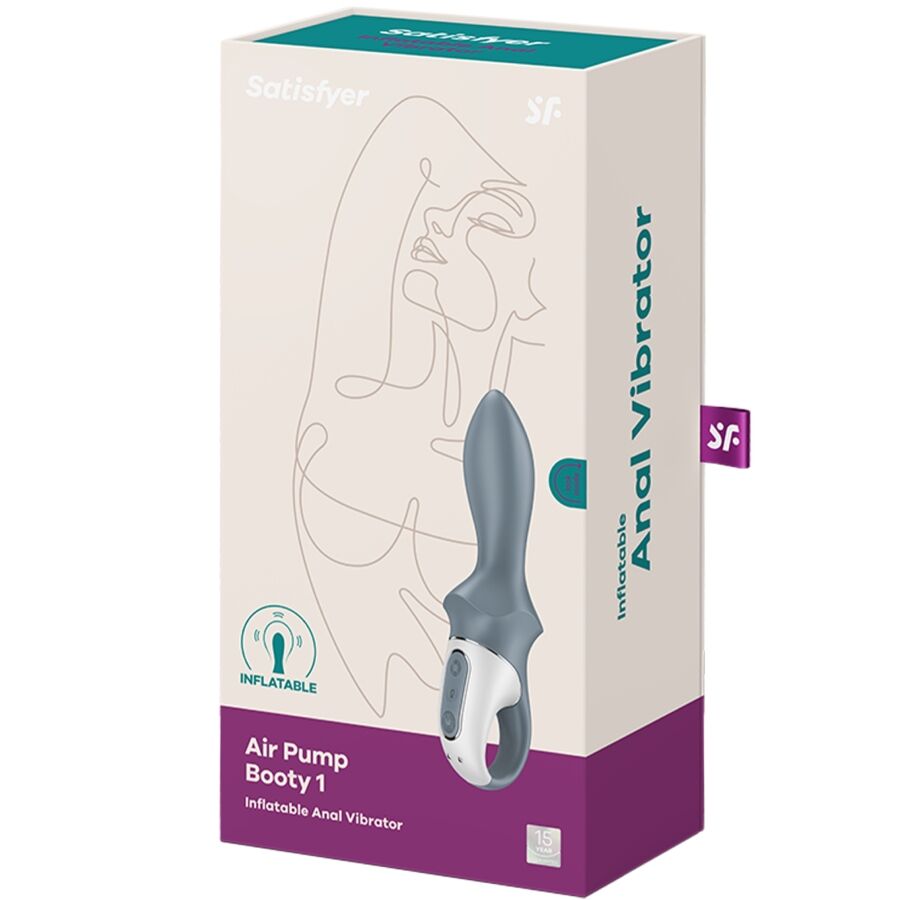 SATISFYER - AIR PUMP BOOTY 1 VIBRADOR INFLABLE ANAL GRIS