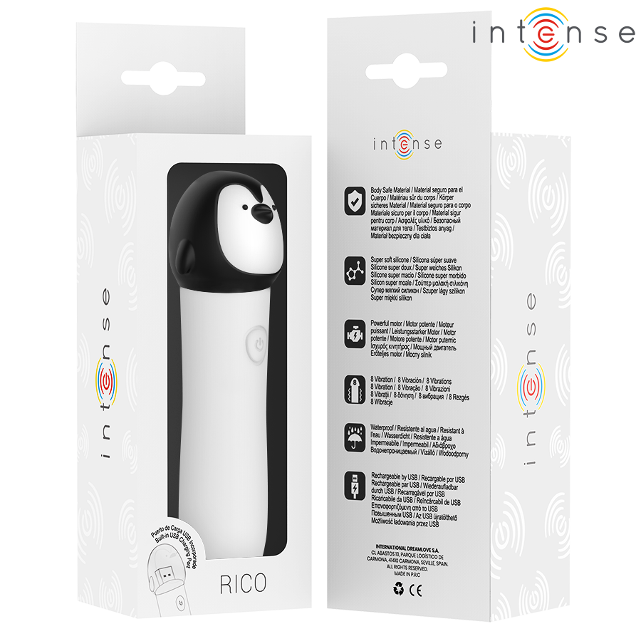 INTENSE - RICO BALA VIBRADORA PINGÜINO RECARGABLE USB 10 X 2.2 CM