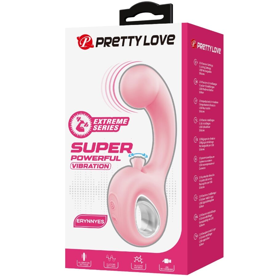 PRETTY LOVE - ERYNNYES G-SPOT VIBRATOR + CLITORAL STIMULATOR 10 VIBRATIONS PINK