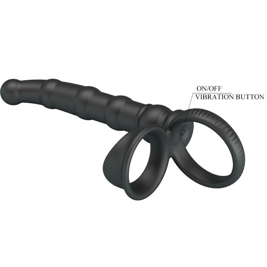 Pretty Love - Tatum Ring Vibrator Penis com plug 10 vibrações preto