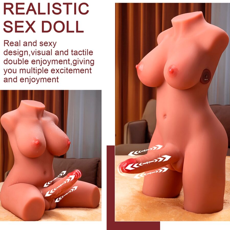 XISE - MIAH LADY BOY TORSO FEMENINO CON DILDO CON VIBRACIÓN Y THRUSTING 55 CM