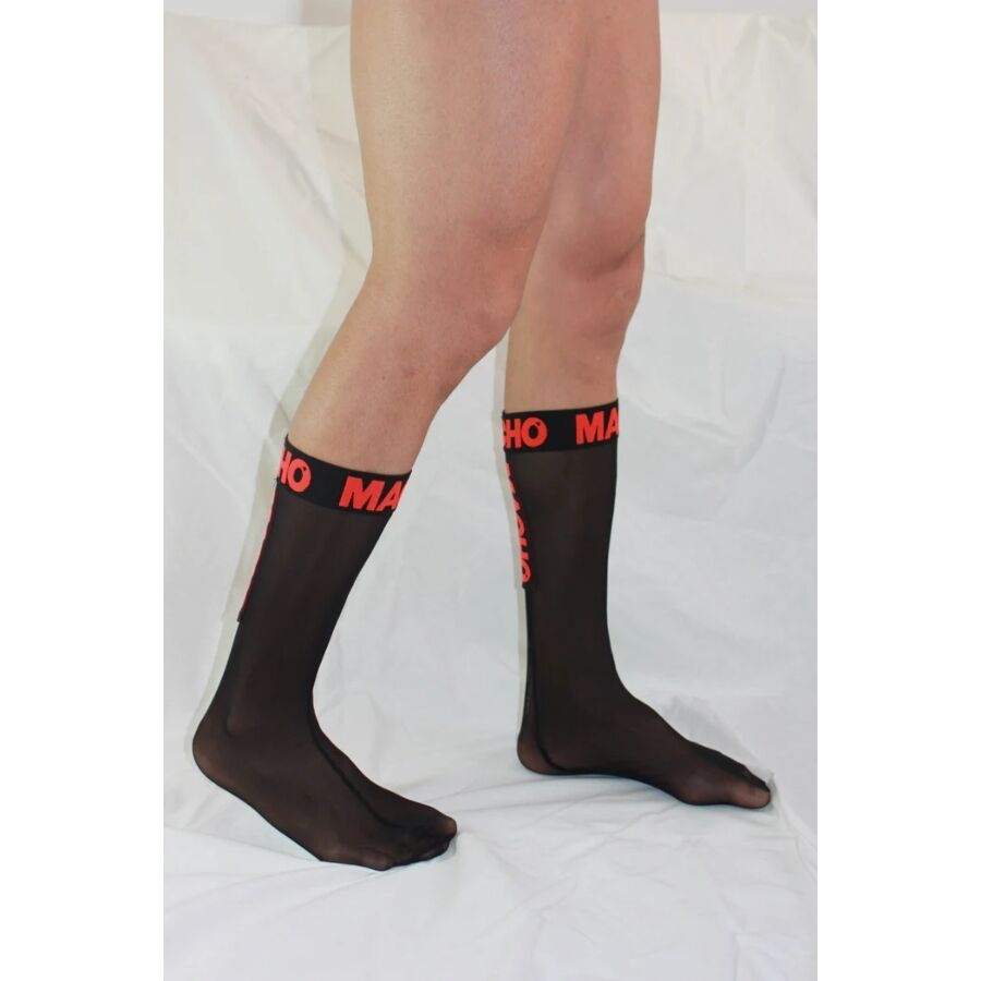 MEN'S - THIN SOCKS BLACK/RED ONE SIZE
