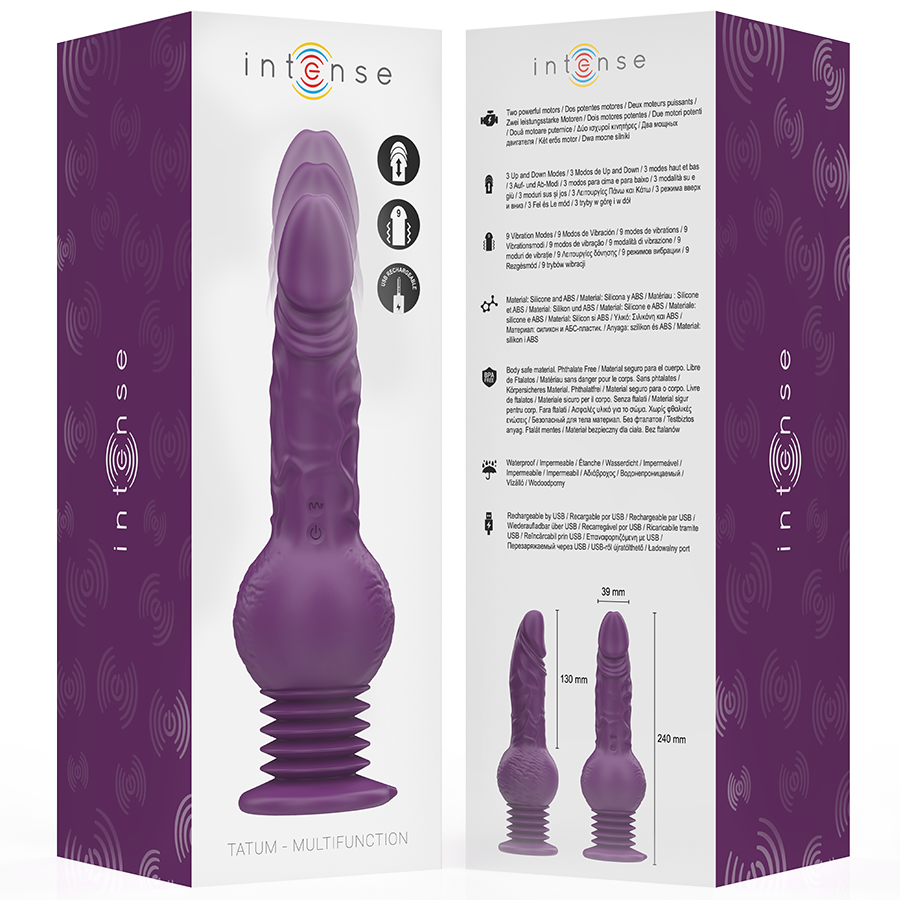 INTENSE - TATUM VIBRADOR MULTIFUNCIÓN CON VIBRACIÓN UP AND DOWN 24 CM MORADO