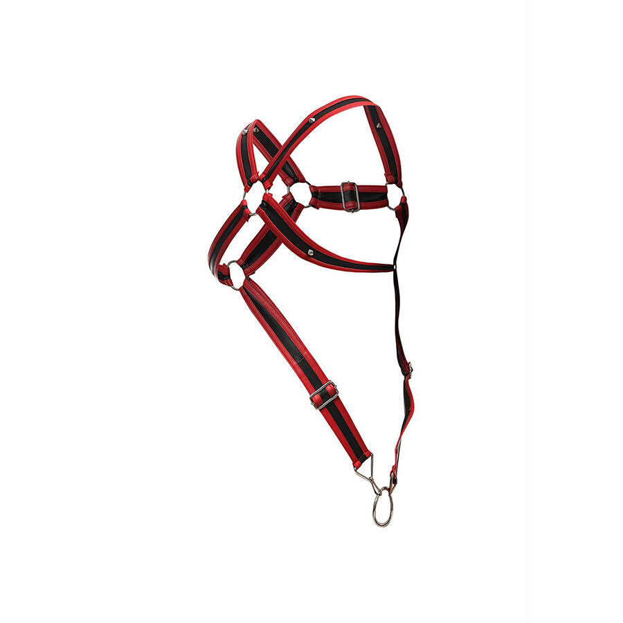 MOB - DNGEON RED CROSSED PENIS HARNESS ONE SIZE