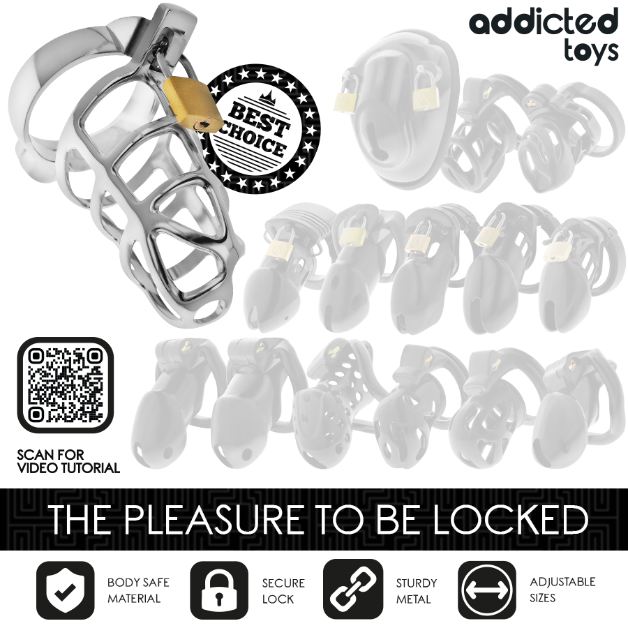 ADDICTED TOYS LOCKED - SILVER LOCK JAULA PARA PENE DE METAL TALLA M