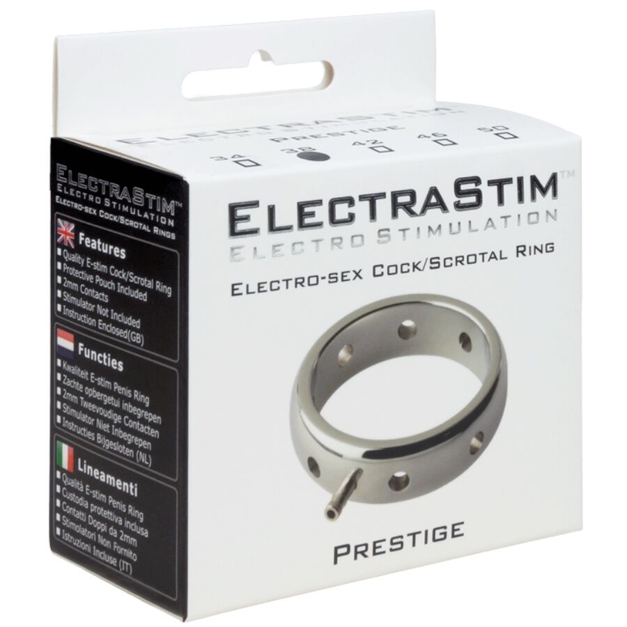 ELECTRASTIM - PRESTIGE ANEL ELETROMAGNÉTICO METÁLICO PARA O PÉNIS 38 MM