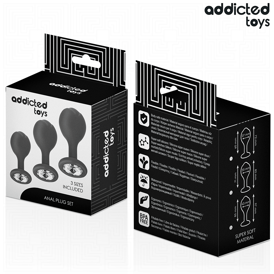 ADDICTED TOYS - CONJUNTO DE 3 PLUGS ANais DE SILICONE COM JOIA
