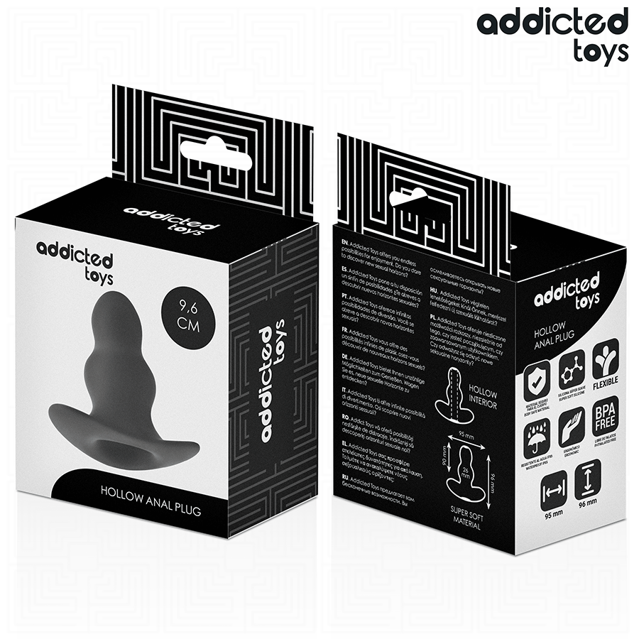 ADDICTED TOYS - HOLLOW SILICONE ANAL PLUG SIZE M 9.6 CM