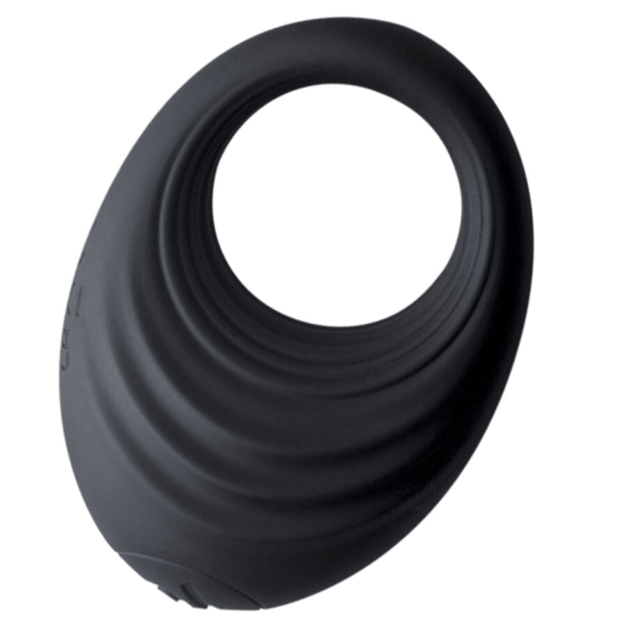 ROCKS- OFF - Anell vibrador de spire per al penis negre