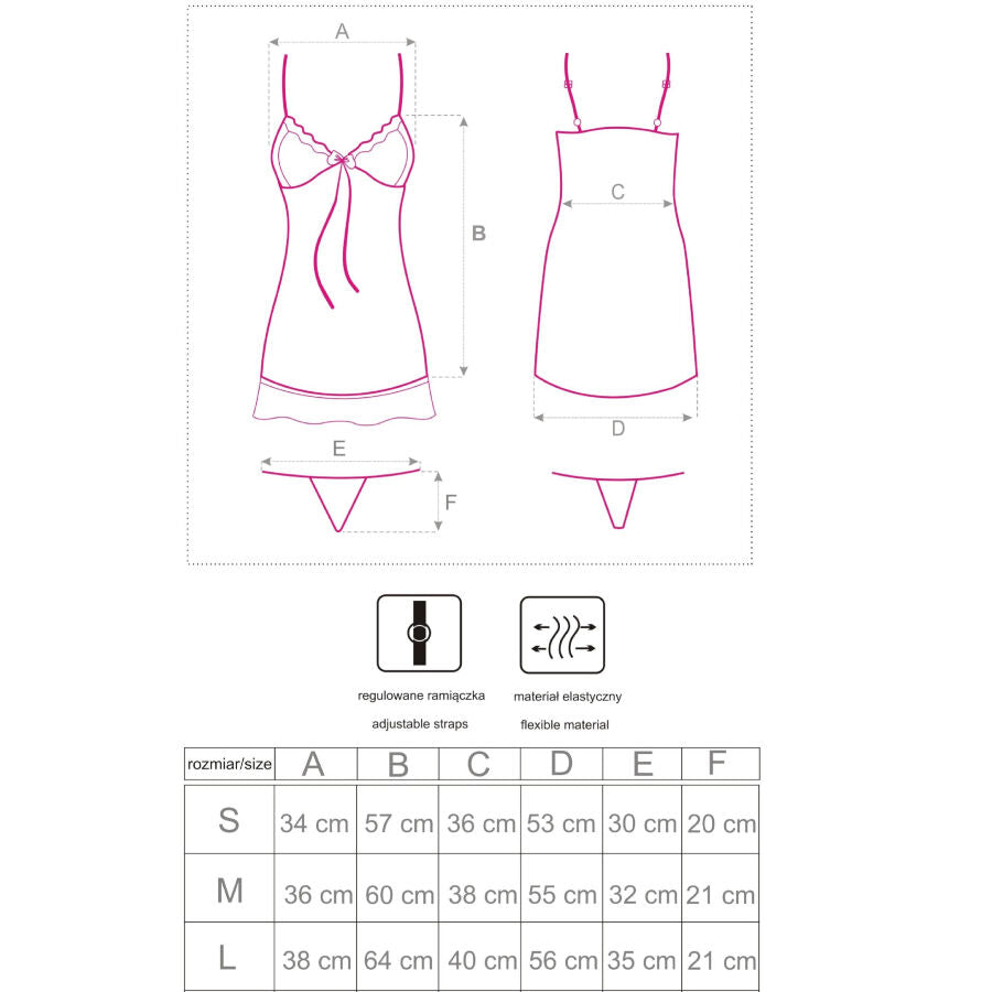 LIVCO CORSETTI FASHION - HYEONA 1710 BABYDOLL + TANGA ROSA L