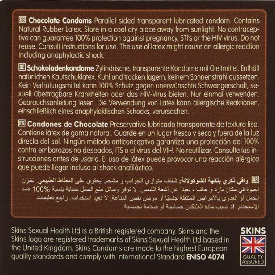 SKINS - PREMIUM CHOCOLATE FLAVORED CONDOMS 4 PACK