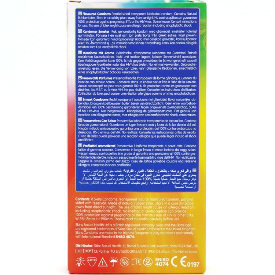 SKINS - MULTI FLAVOR PREMIUM CONDOM PACK 8
