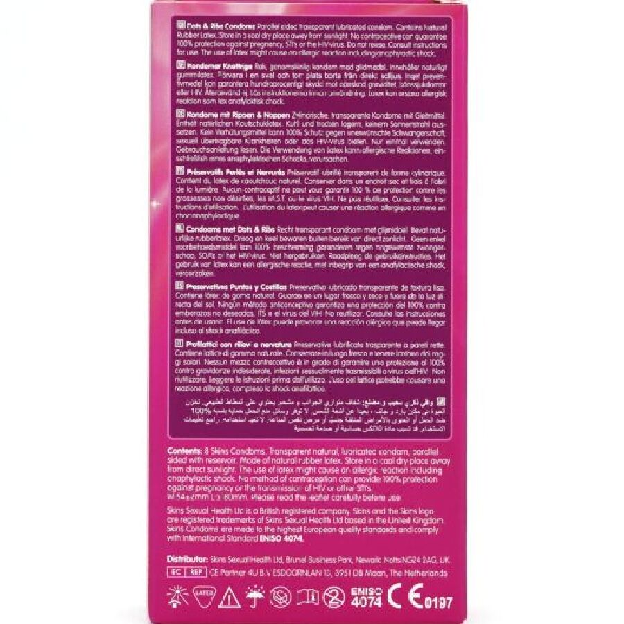 SKINS - DOTS & RIBS PREMIUM CONDOMS 8 PACK