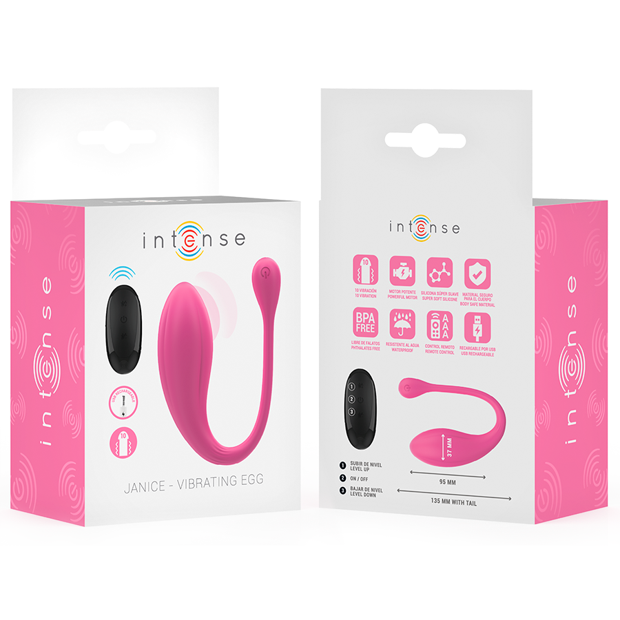 INTENSE - JANICE VIBRATING EGG DUAL STIMULATION 10 VIBRATIONS PINK REMOTE CONTROL
