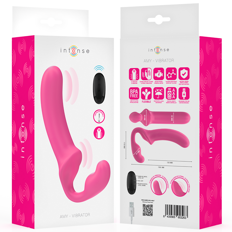 INTENSE - AMY VIBRADOR DUPLO 20 CM ROSA COM CONTROLO REMOTO