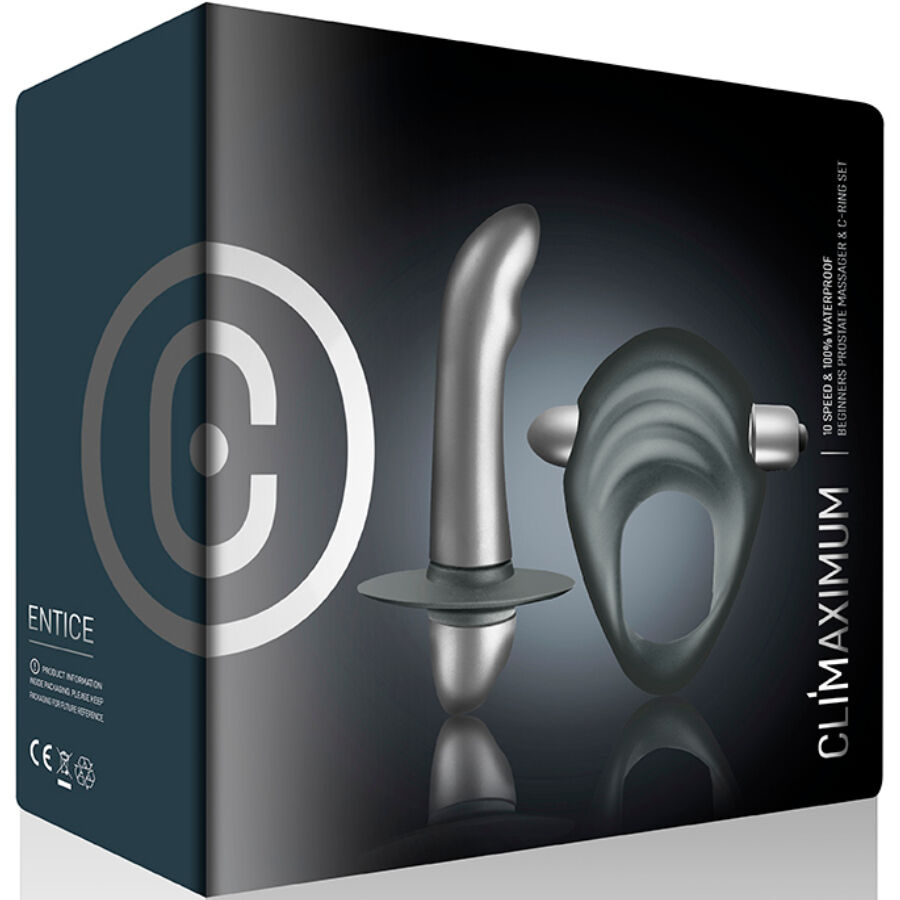 CLIMAXIMUM - ENTICE KIT ANEL PARA PÉNIS + VIBRADOR DE PRÓSTATA PARA INICIANTES
