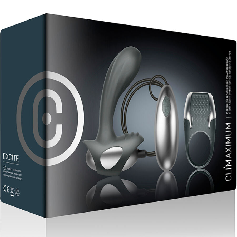 CLIMAXIMUM - EXCITE PENIS RING + PROSTATE MASSAGER WITH CABLE