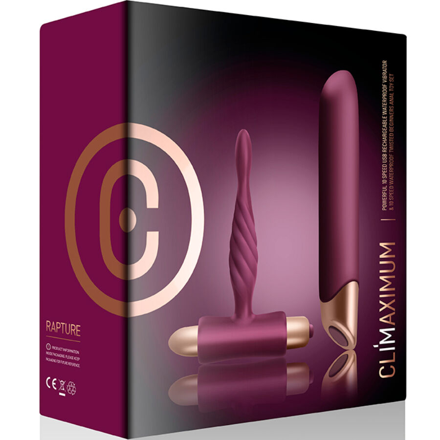 CLIMAXIMUM - RAPTURE KIT VIBRADOR CLÁSICO + PLUG ANAL PRINCIPIANTES