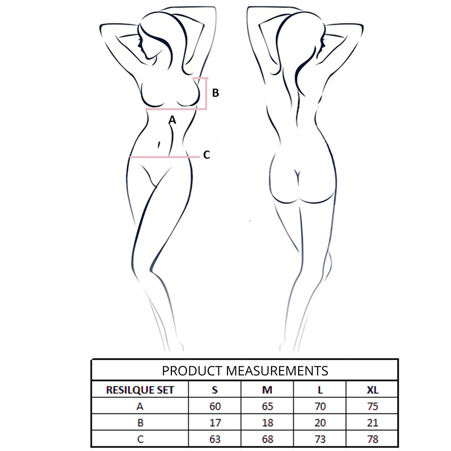 PASSION - RESILQUE SET SUJETADOR + TANGA NEGRO S/M