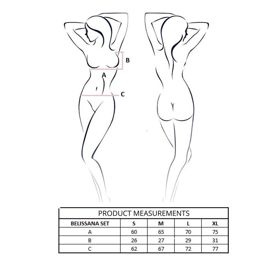 PASSION - BELISSANA SET SUJETADOR + TANGA BURDEOS L/XL