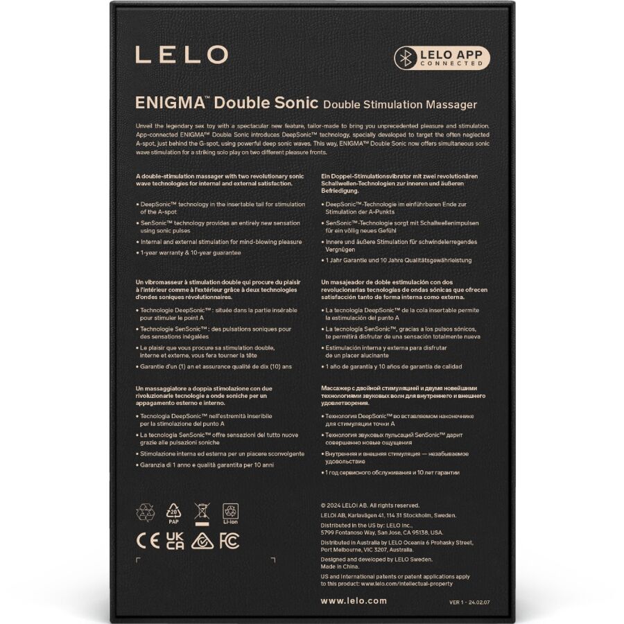 LELO - ENIGMA DOUBLE SONIC VIBRADOR PUNTO G NEGRO