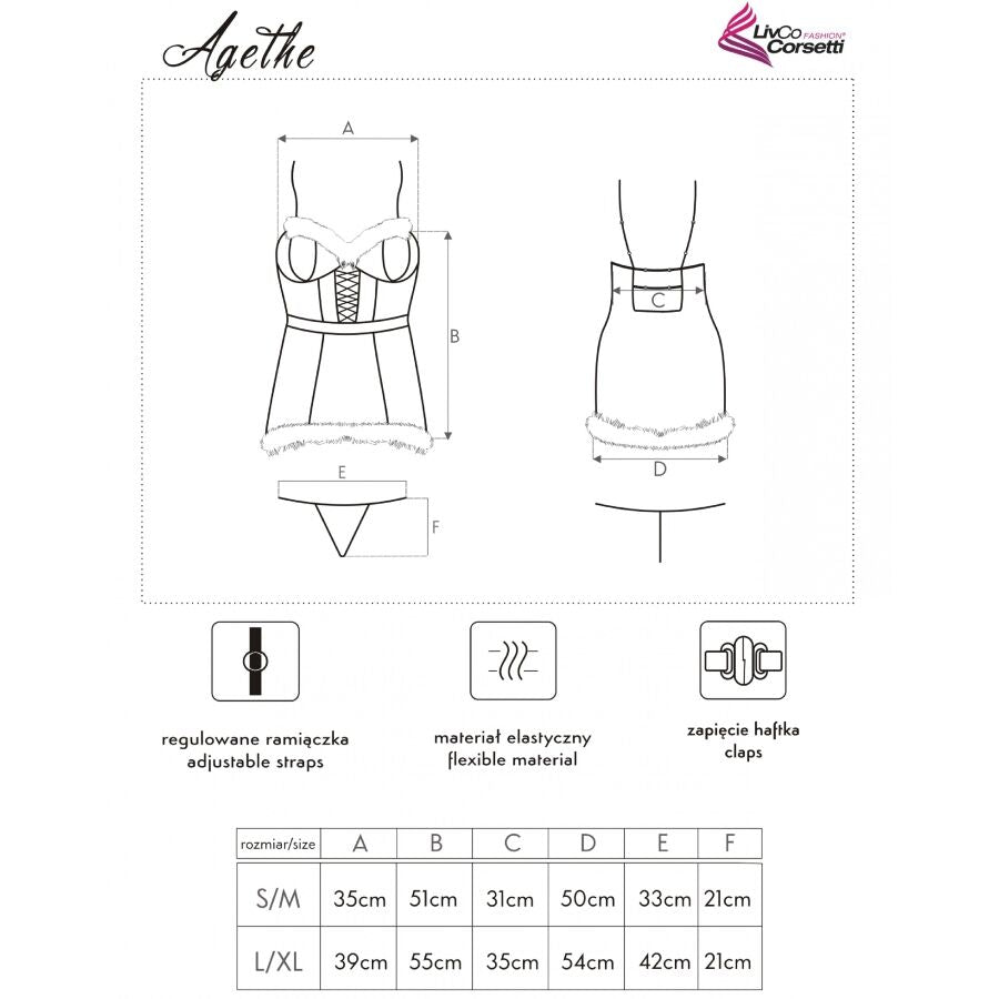 LIVCO CORSETTI FASHION - AGETHE LC 90607 CAMISA + TANGA + GORRO NATALÍCIO L/XL