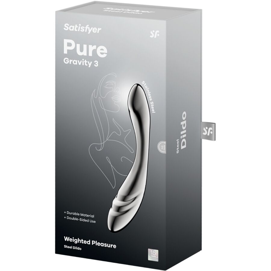 SATISFYER - PURE GRAVITY 3 DILDO AÇO INOXIDÁVEL DUPLO USO