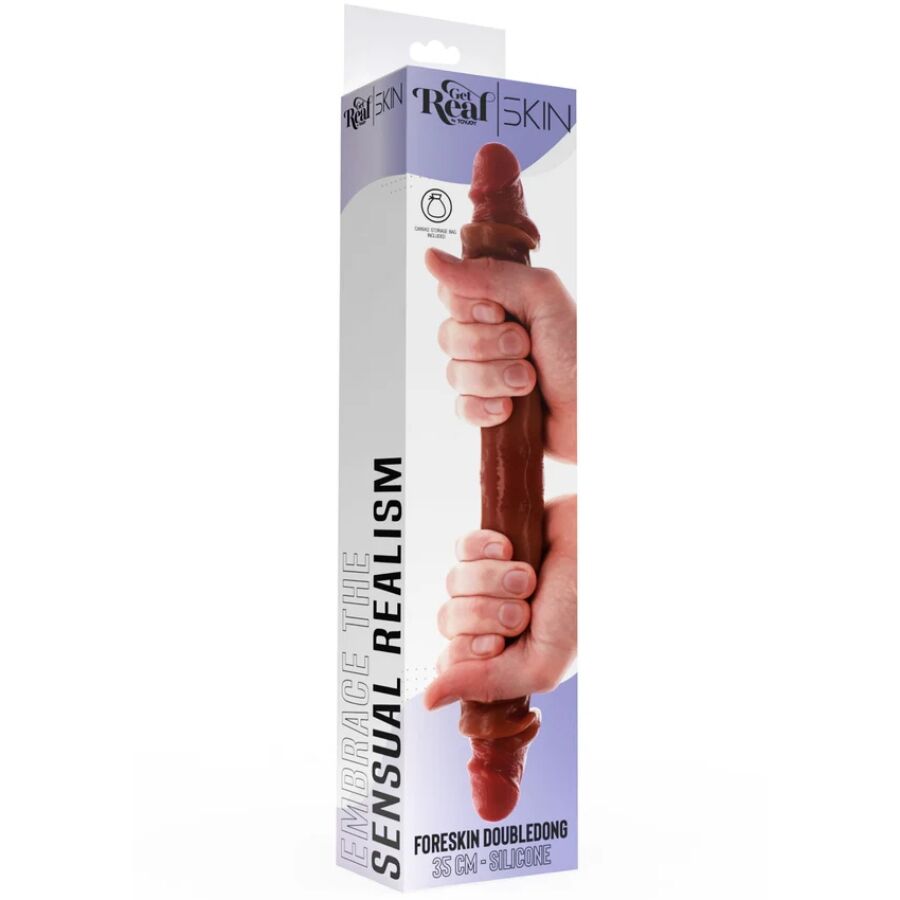 REALISTA - DILDO DUPLO DE SILICONE CARAMELO 35 CM