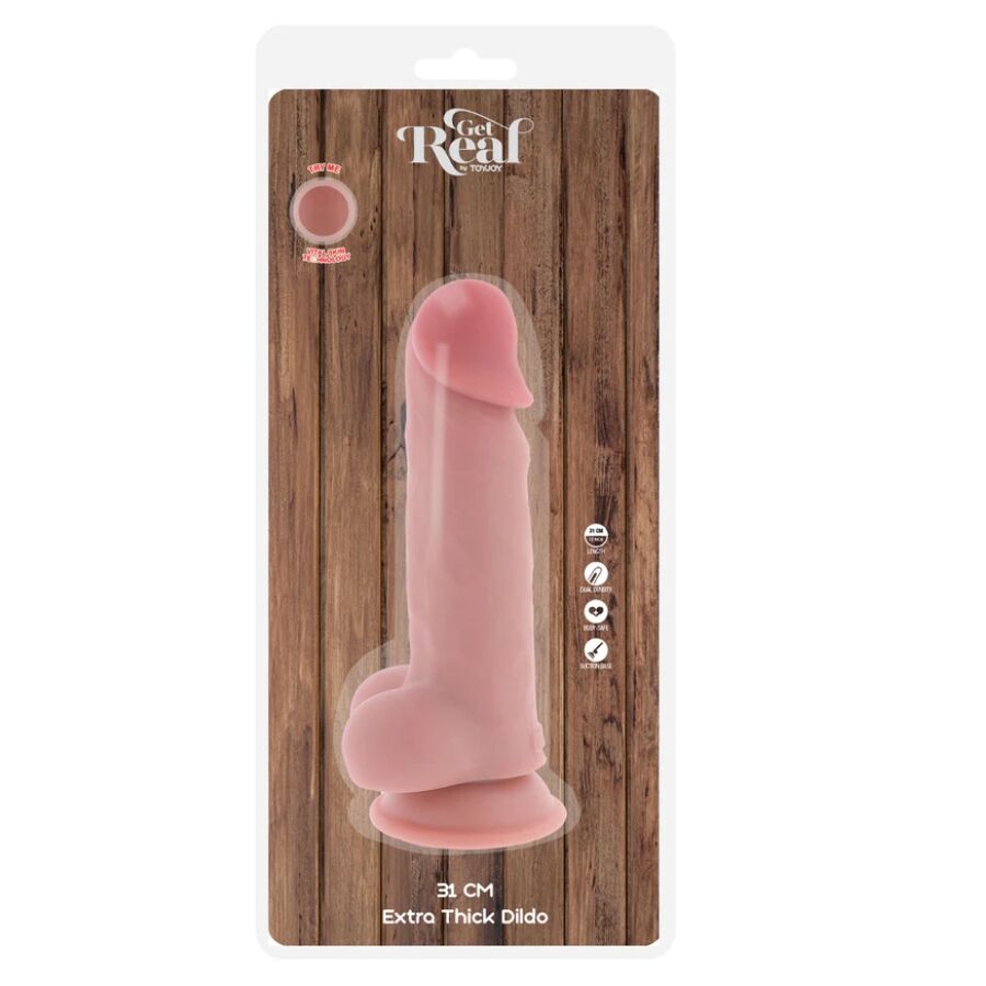 GET REAL - PÉNIS REALISTA DELUXE COM TESTÍCULOS EXTRA GROSSO 31 CM
